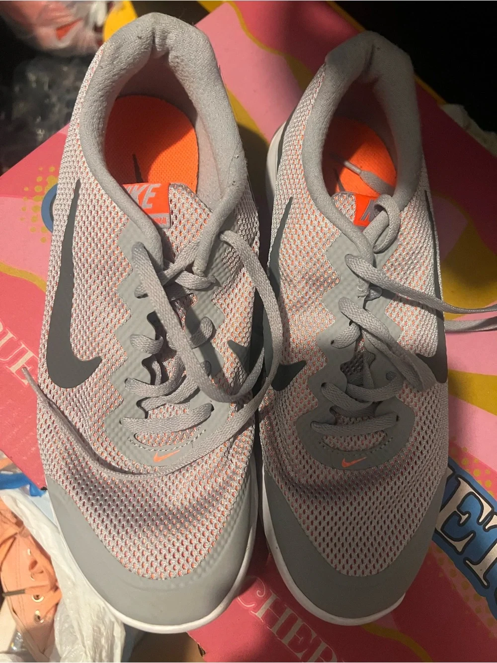 Nike Gray and Orange Women's Running Sneakers